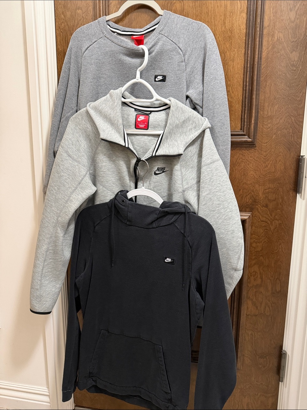 Nike Men’s Small 3-Piece Hoodie & Sweatshirt Bundle Gray Black Tech Fleece